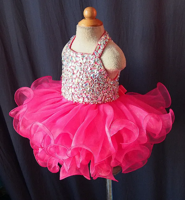 Halter Beaded Bodice Infant/toddler/baby/children/kids Girl's Pageant Dress, 1~4T G109