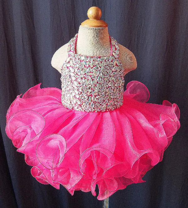 Halter Beaded Bodice Infant/toddler/baby/children/kids Girl's Pageant Dress, 1~4T G109
