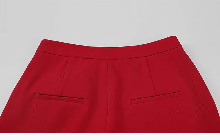High-quality drape tapered loose high-waisted wide-leg red suit pants - Kimona