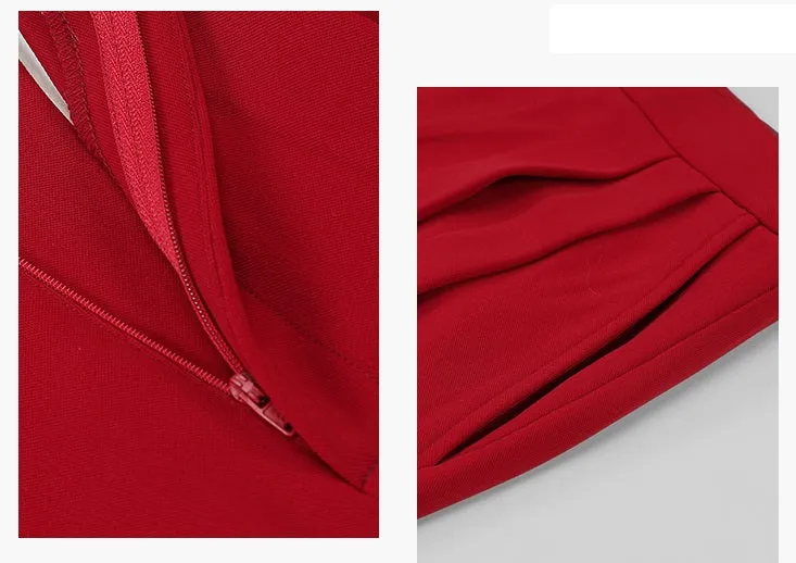 High-quality drape tapered loose high-waisted wide-leg red suit pants - Kimona