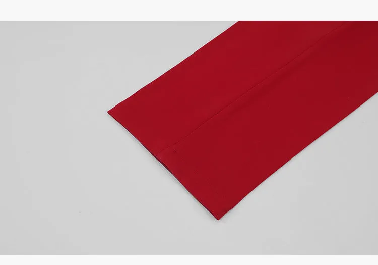 High-quality drape tapered loose high-waisted wide-leg red suit pants - Kimona