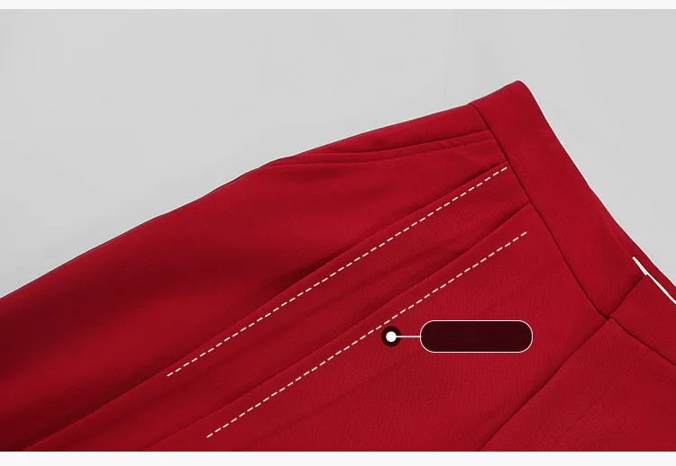 High-quality drape tapered loose high-waisted wide-leg red suit pants - Kimona
