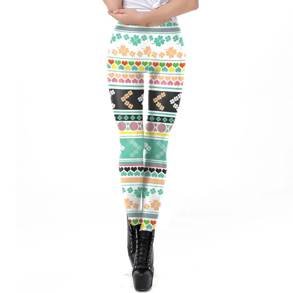 Holiday Printed Pencil High Waisted Slim Women's Leggings