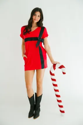 HOLIDAY SEASON RED T-SHIRT DRESS