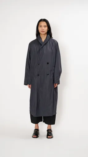 Hooded Raincoat in Blue Black
