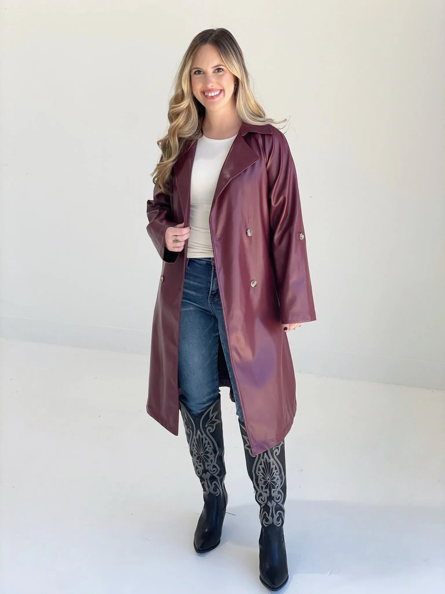 Ivanna Leather Trench-Coat