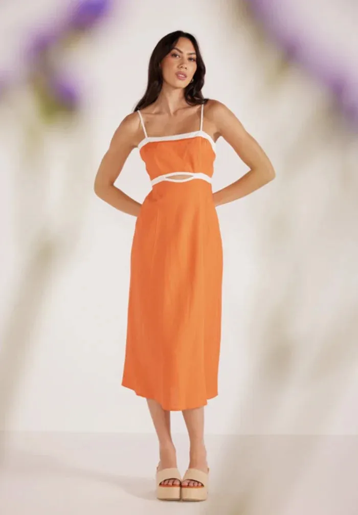 Jacques Contrast Midi Dress - Orange