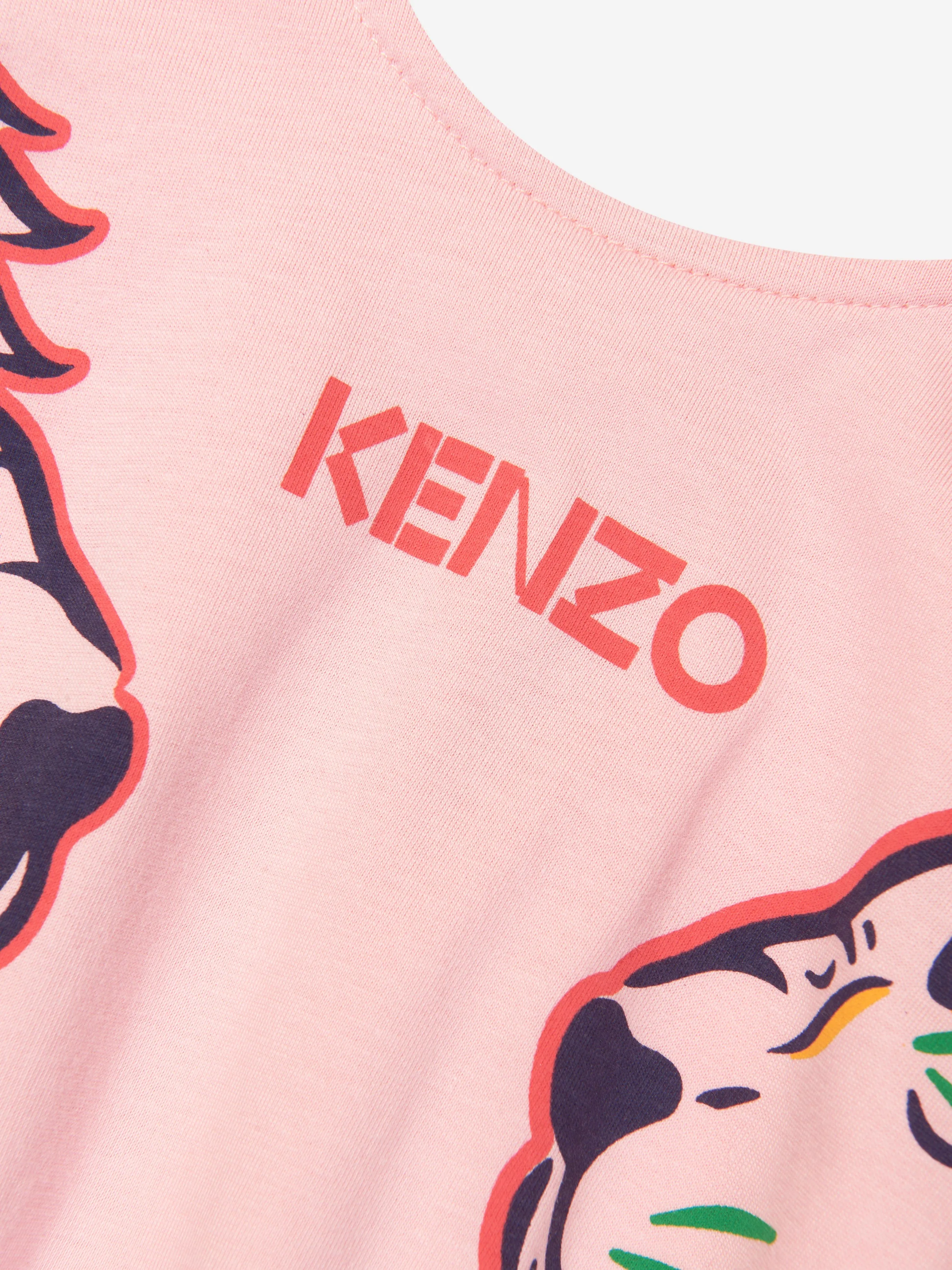 KENZO Girls Organic Cotton T-Shirt Dress in Pink