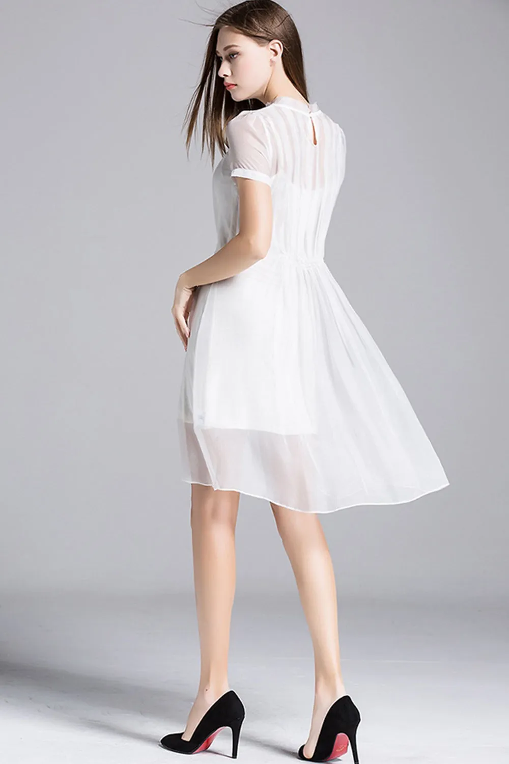 Ketty More  Women Thin Chiffon Elastic Waist Shift Dress-KMWD472