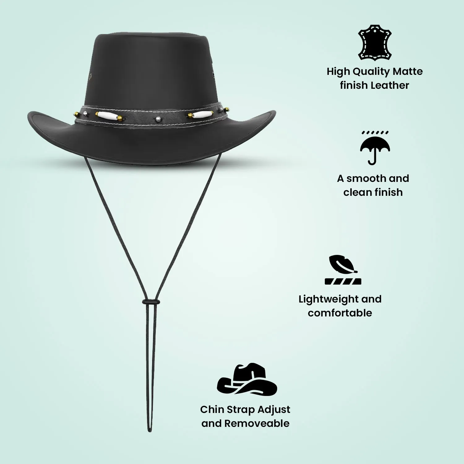 Kids Australian Style Leather Western Hat Cowboy boy/girl Bush Hat XS