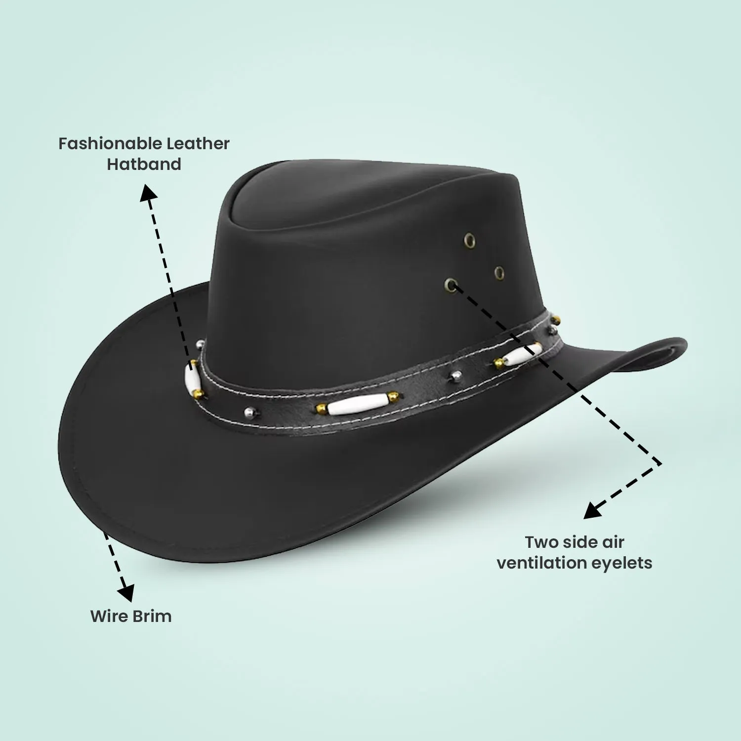 Kids Australian Style Leather Western Hat Cowboy boy/girl Bush Hat XS