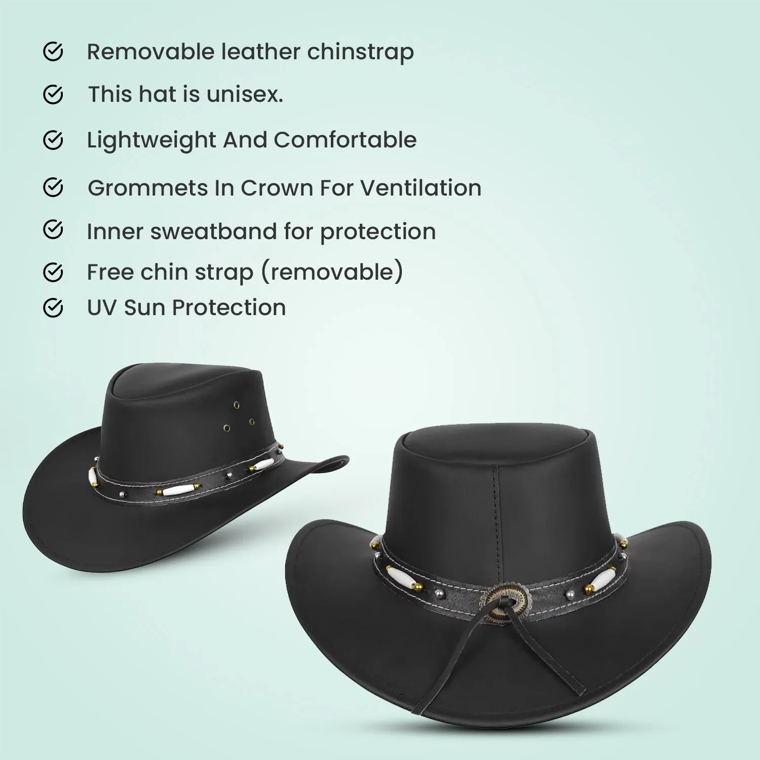 Kids Australian Style Leather Western Hat Cowboy boy/girl Bush Hat XS