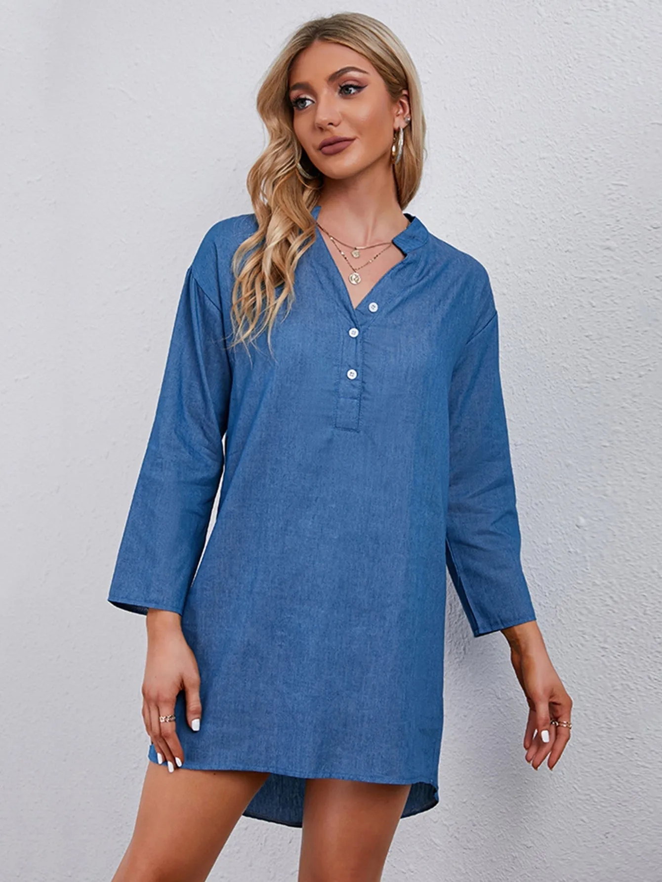 KittenAlarm - Front buttons  long sleeves denim dress
