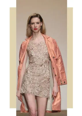 Lavanya Coodly Women's Cecilia  Silk Coat with Wool Lining in Dusty Rose