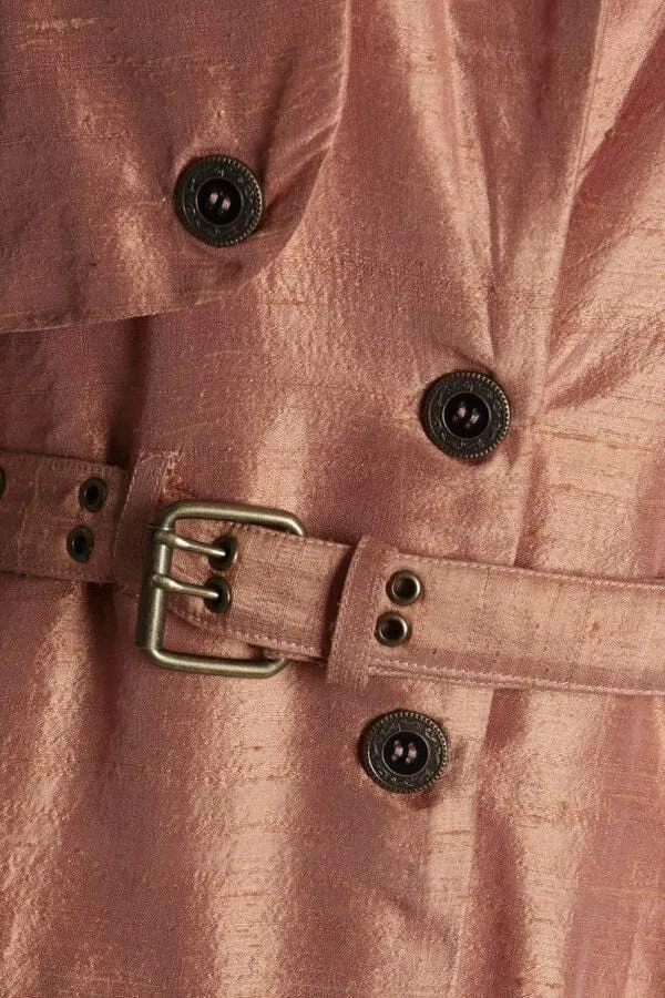 Lavanya Coodly Women's Cecilia  Silk Coat with Wool Lining in Dusty Rose