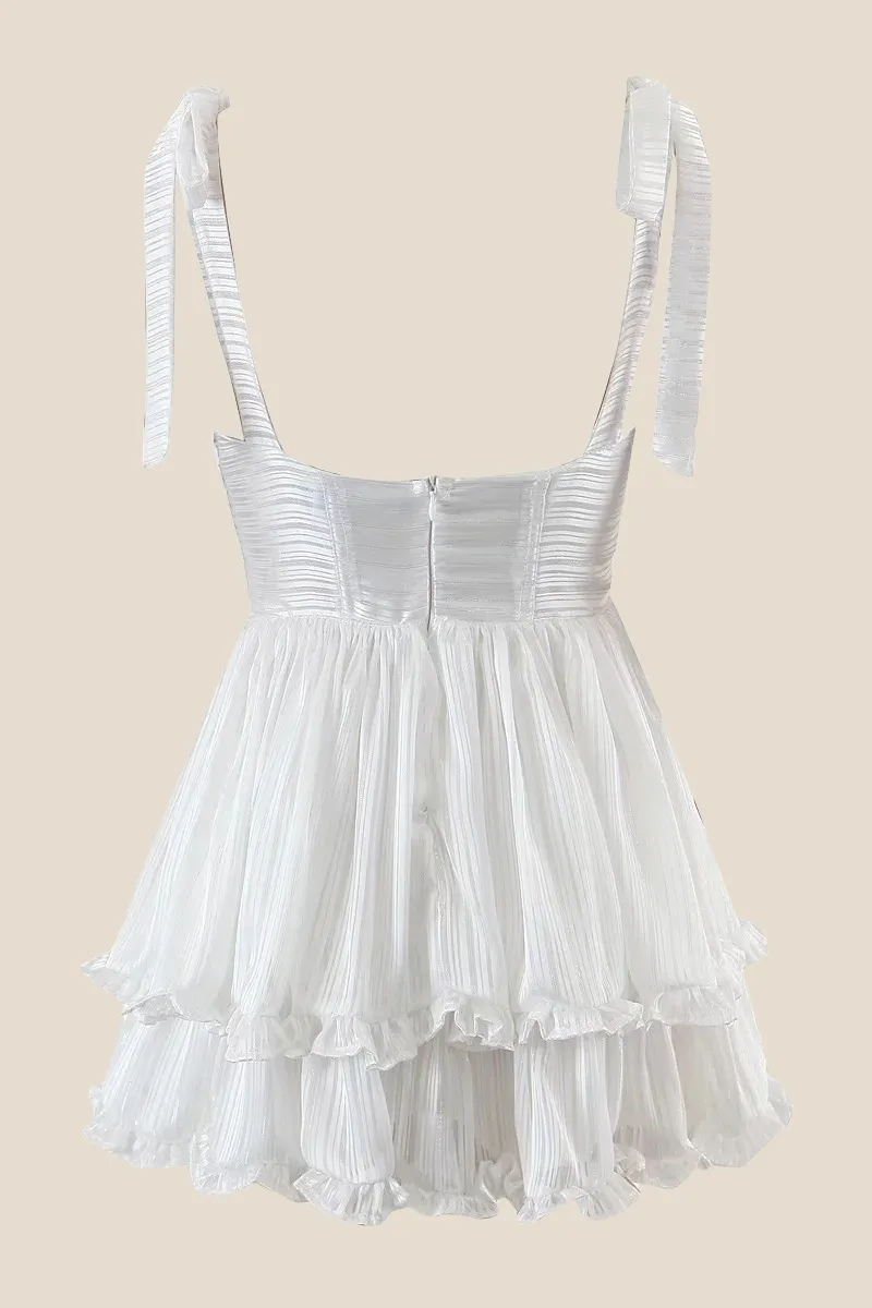 Light Blue Button Front Tiered Short Dress