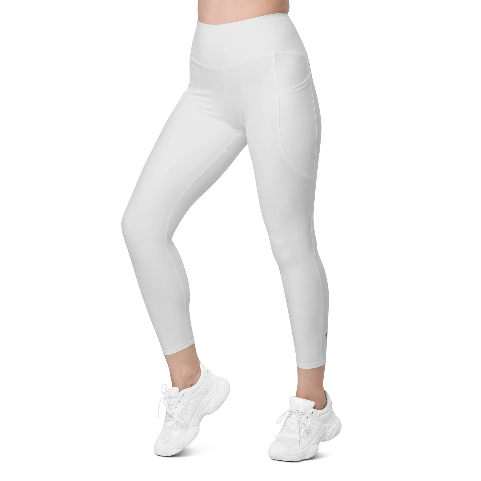 Light Gray Women's Leggings, Solid Color Best Leggings With Pockets For Women - Made in USA/EU/MX