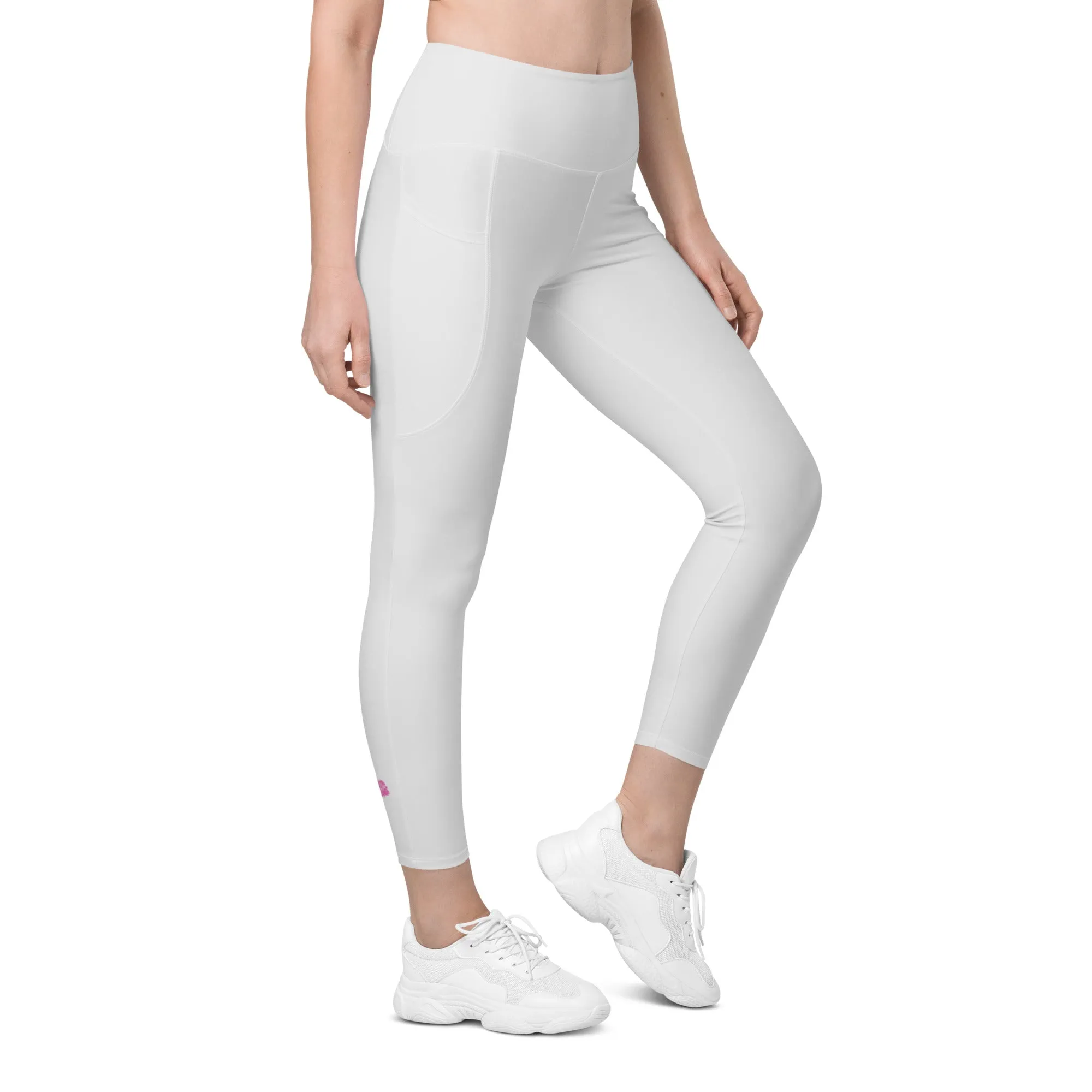 Light Gray Women's Leggings, Solid Color Best Leggings With Pockets For Women - Made in USA/EU/MX
