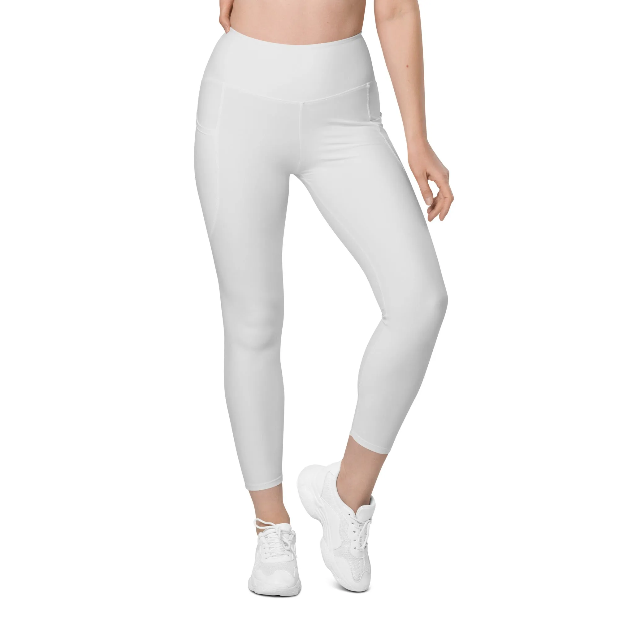Light Gray Women's Leggings, Solid Color Best Leggings With Pockets For Women - Made in USA/EU/MX