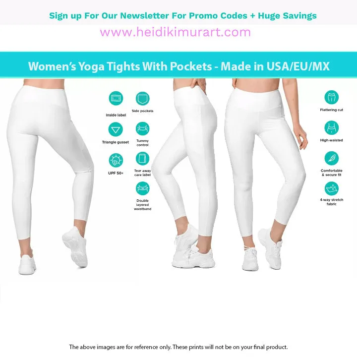 Light Gray Women's Leggings, Solid Color Best Leggings With Pockets For Women - Made in USA/EU/MX