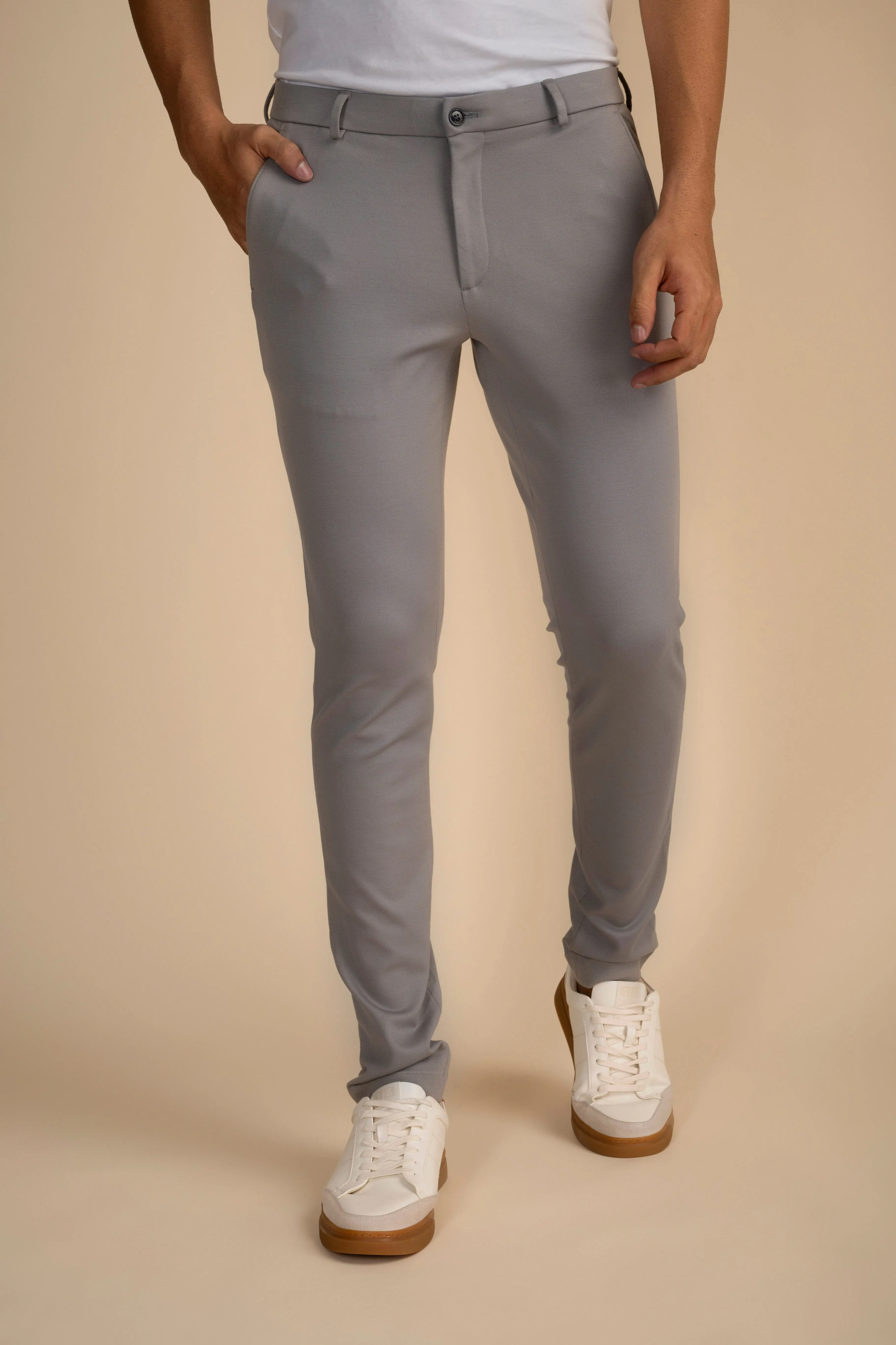 Light Grey Zipper Pants - 4 way Jet-Setter