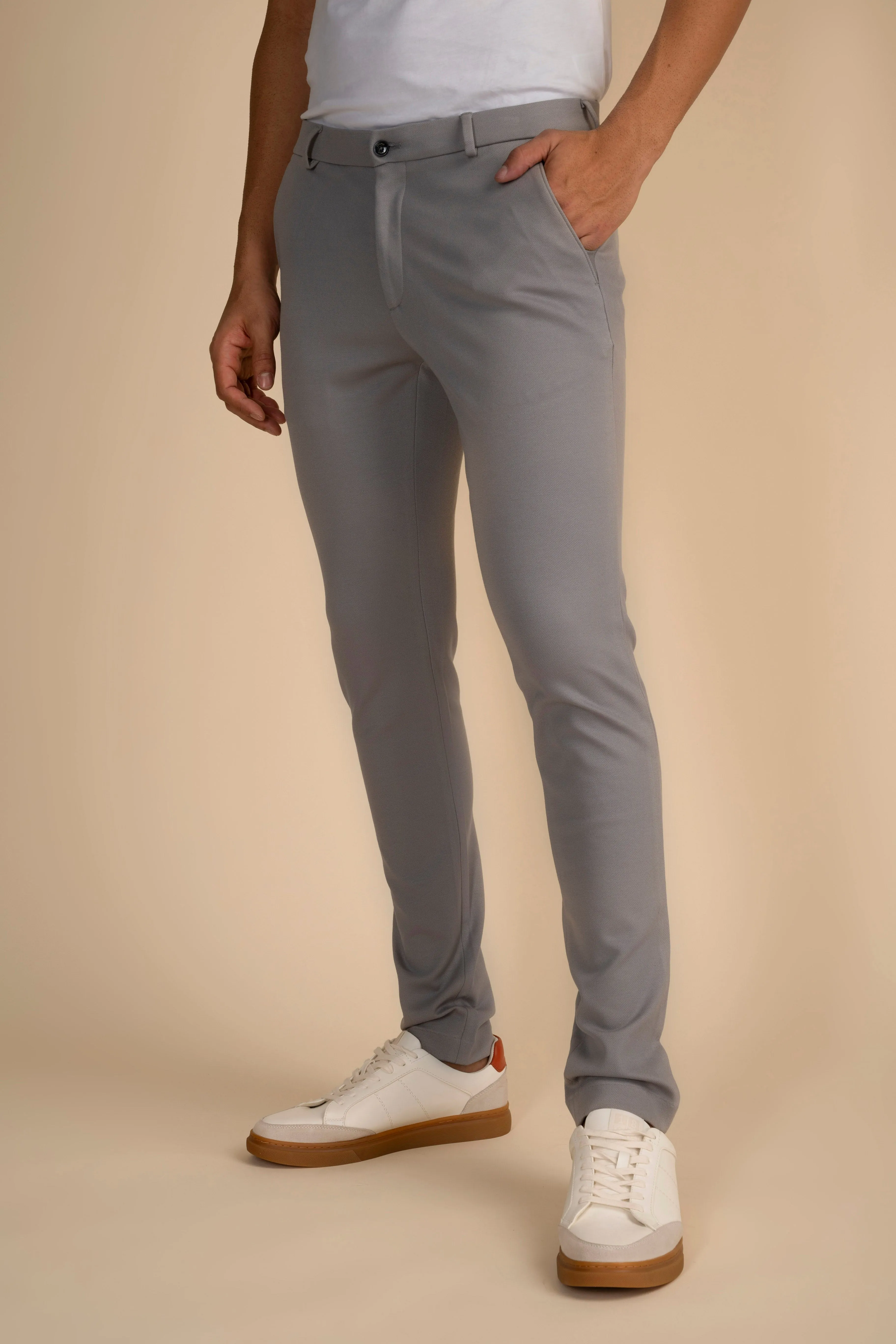 Light Grey Zipper Pants - 4 way Jet-Setter