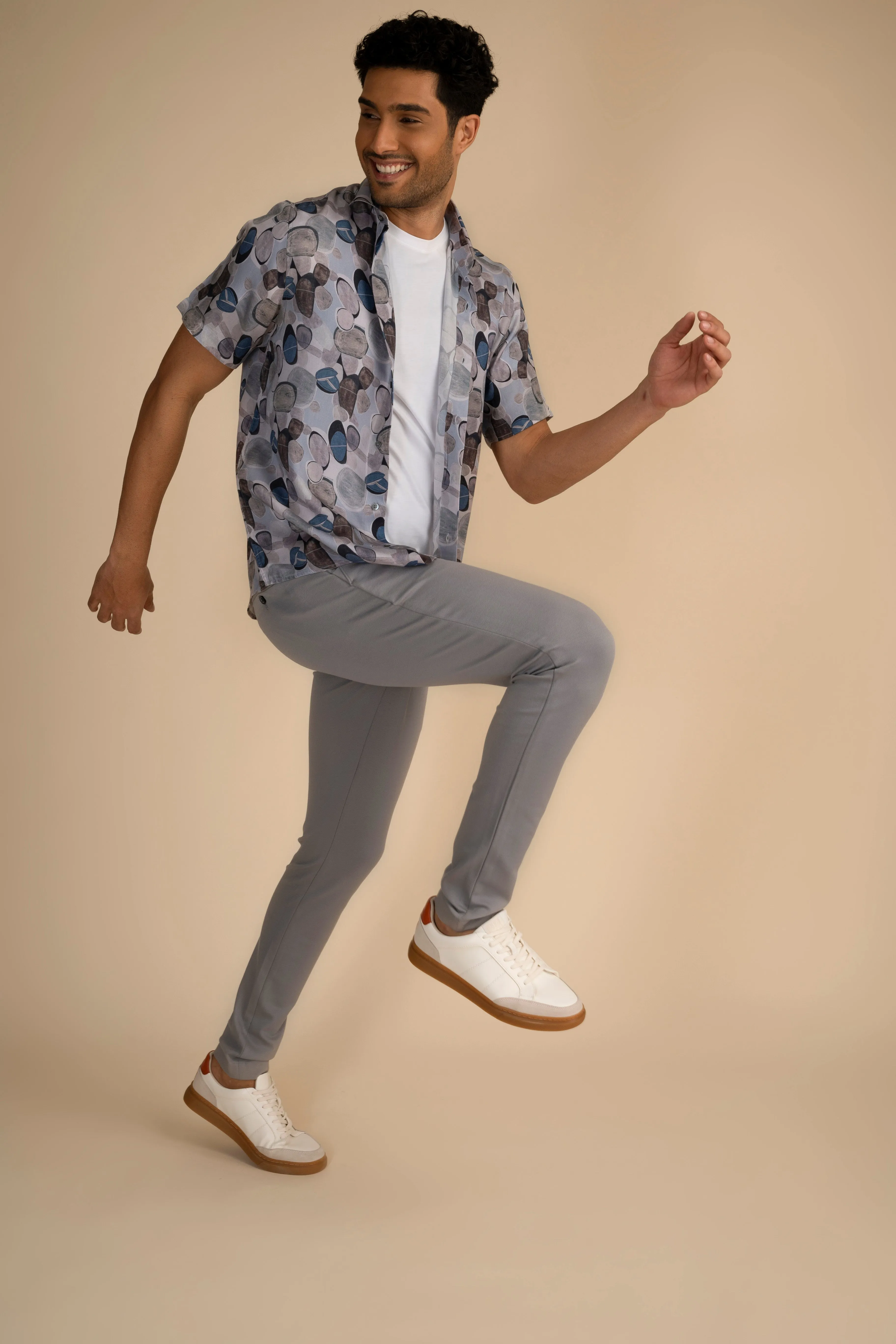 Light Grey Zipper Pants - 4 way Jet-Setter