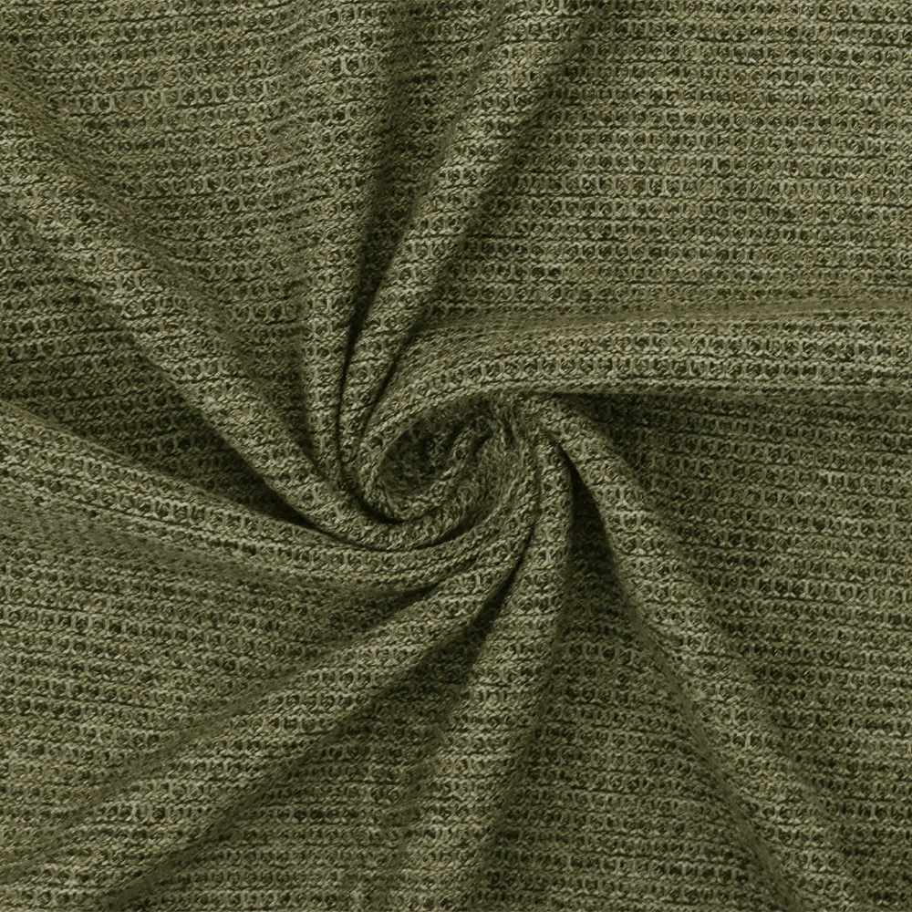 Light Olive-Gray-Green Texture Stretch Thermal Knit Fabric