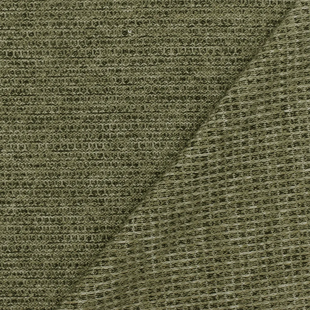 Light Olive-Gray-Green Texture Stretch Thermal Knit Fabric