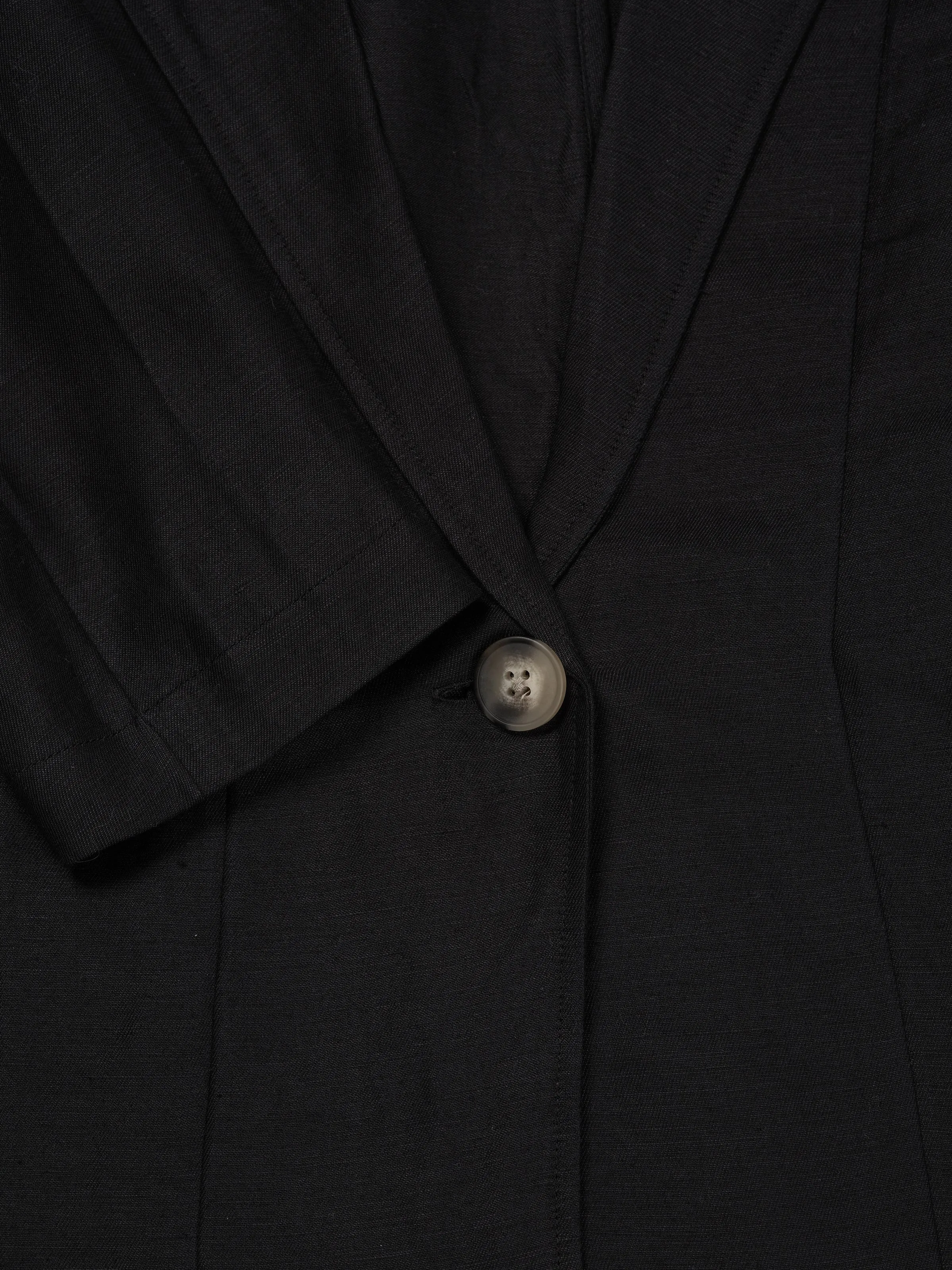 Linen mix loose blazer - Black Jet