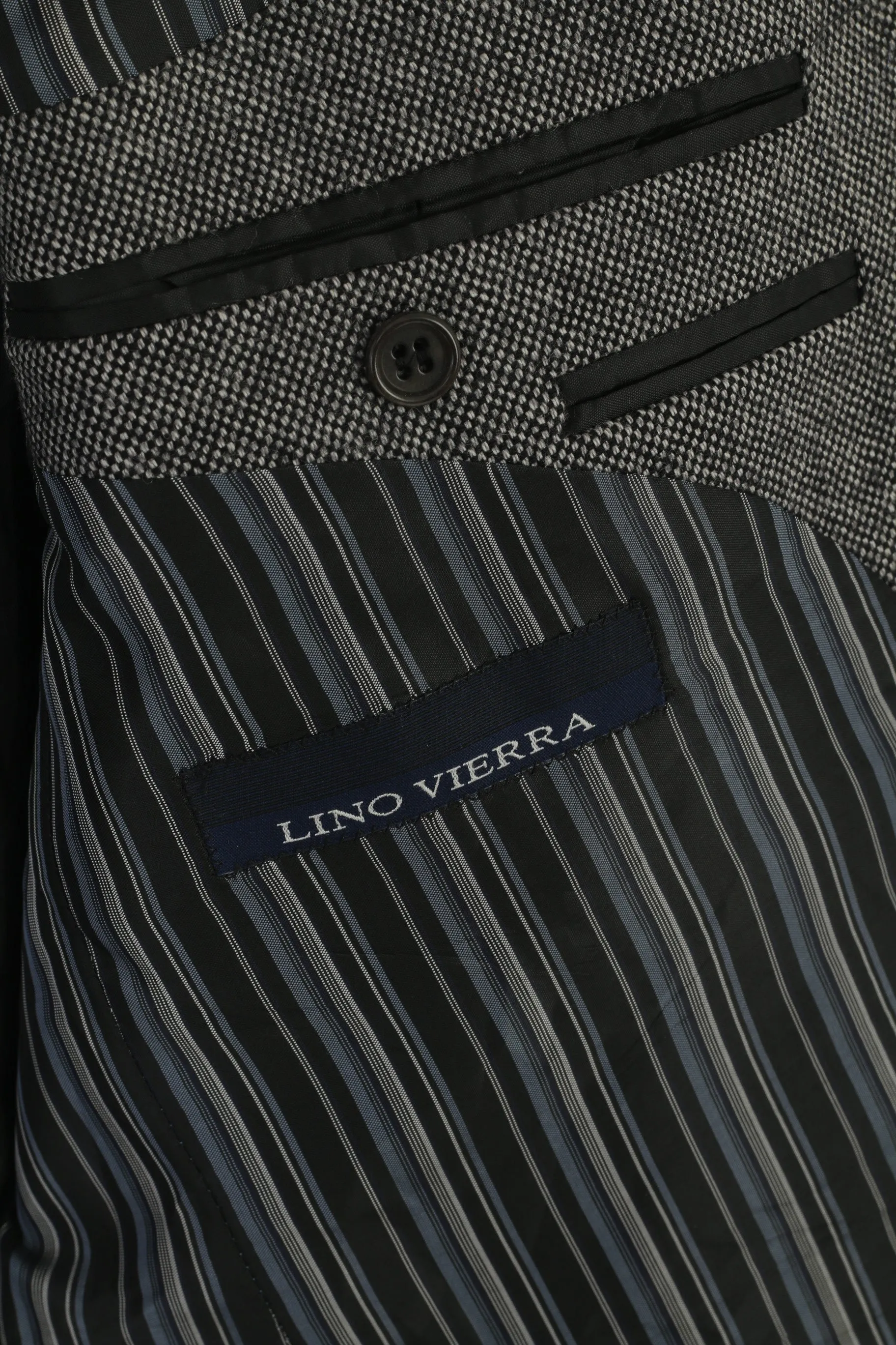 Lino Vierra Men 40 Blazer Gray Pure Wool Vintage Single Breasted Woolmark Jacket