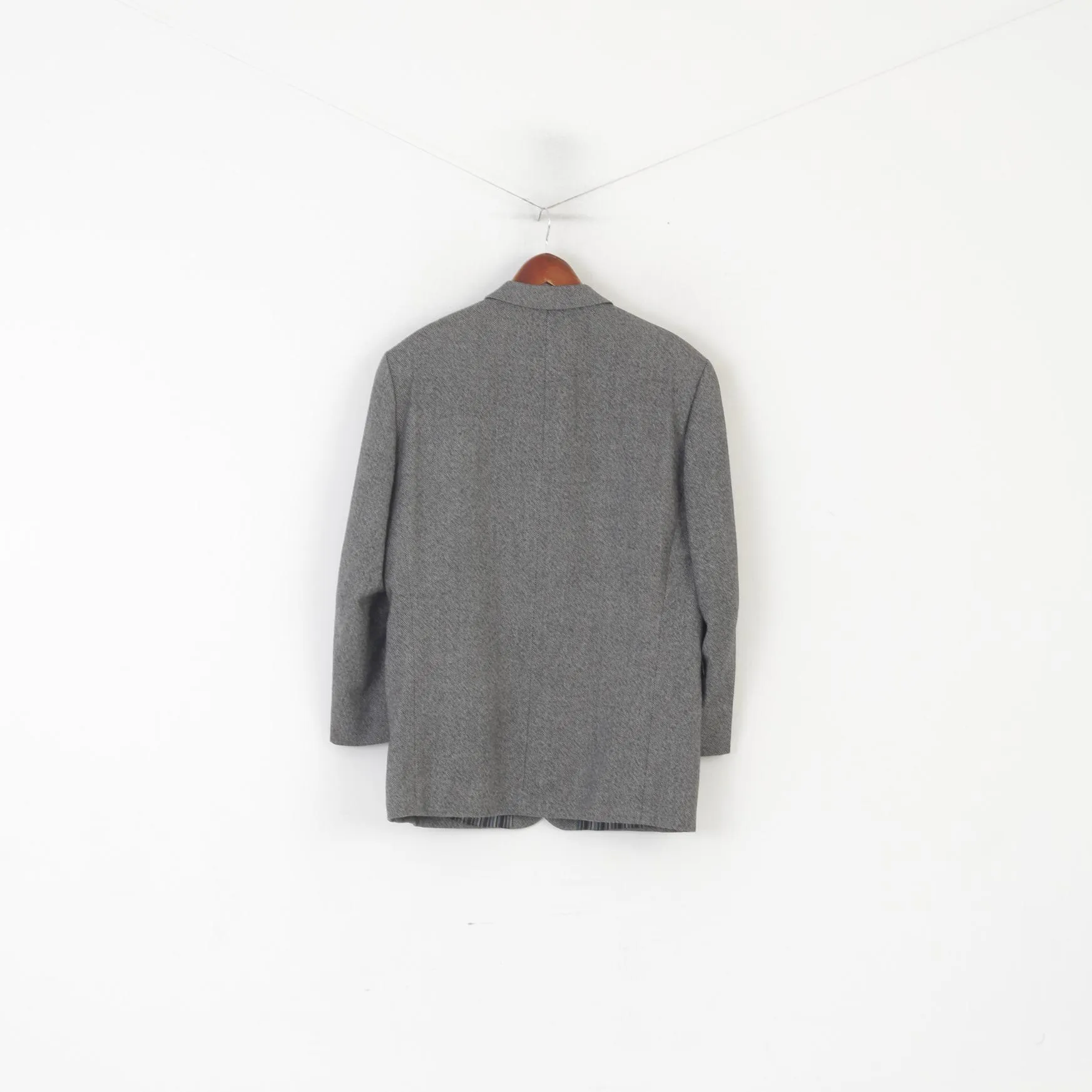 Lino Vierra Men 40 Blazer Gray Pure Wool Vintage Single Breasted Woolmark Jacket
