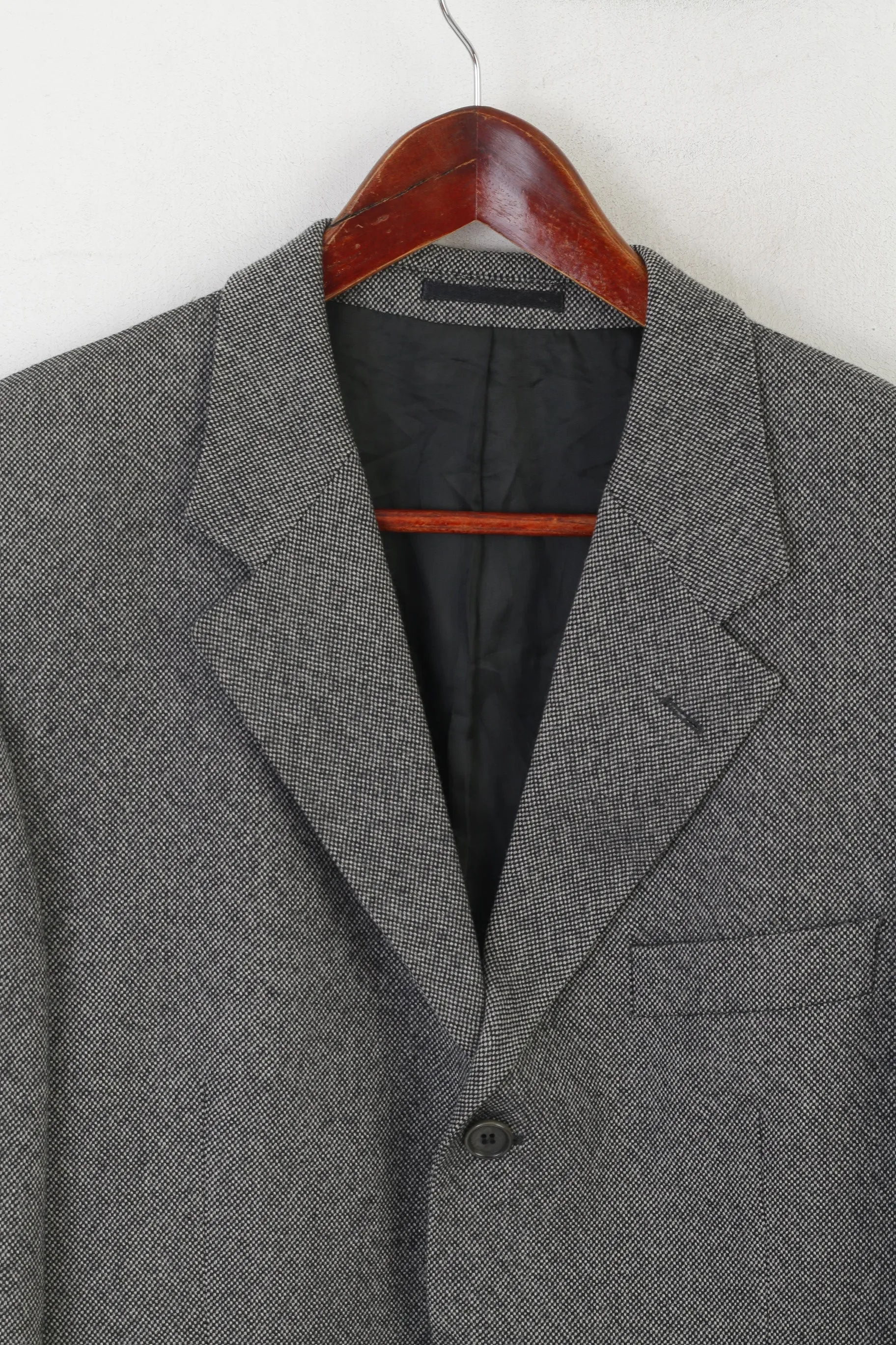 Lino Vierra Men 40 Blazer Gray Pure Wool Vintage Single Breasted Woolmark Jacket