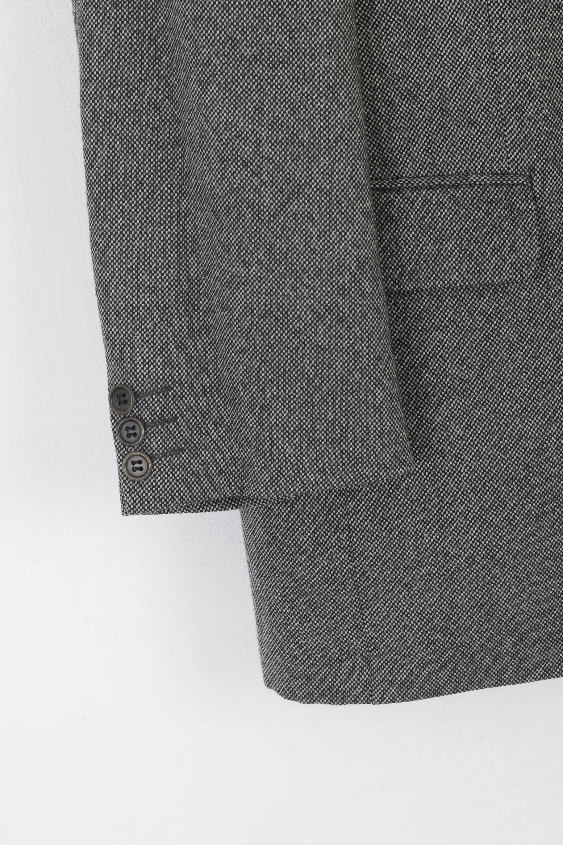Lino Vierra Men 40 Blazer Gray Pure Wool Vintage Single Breasted Woolmark Jacket