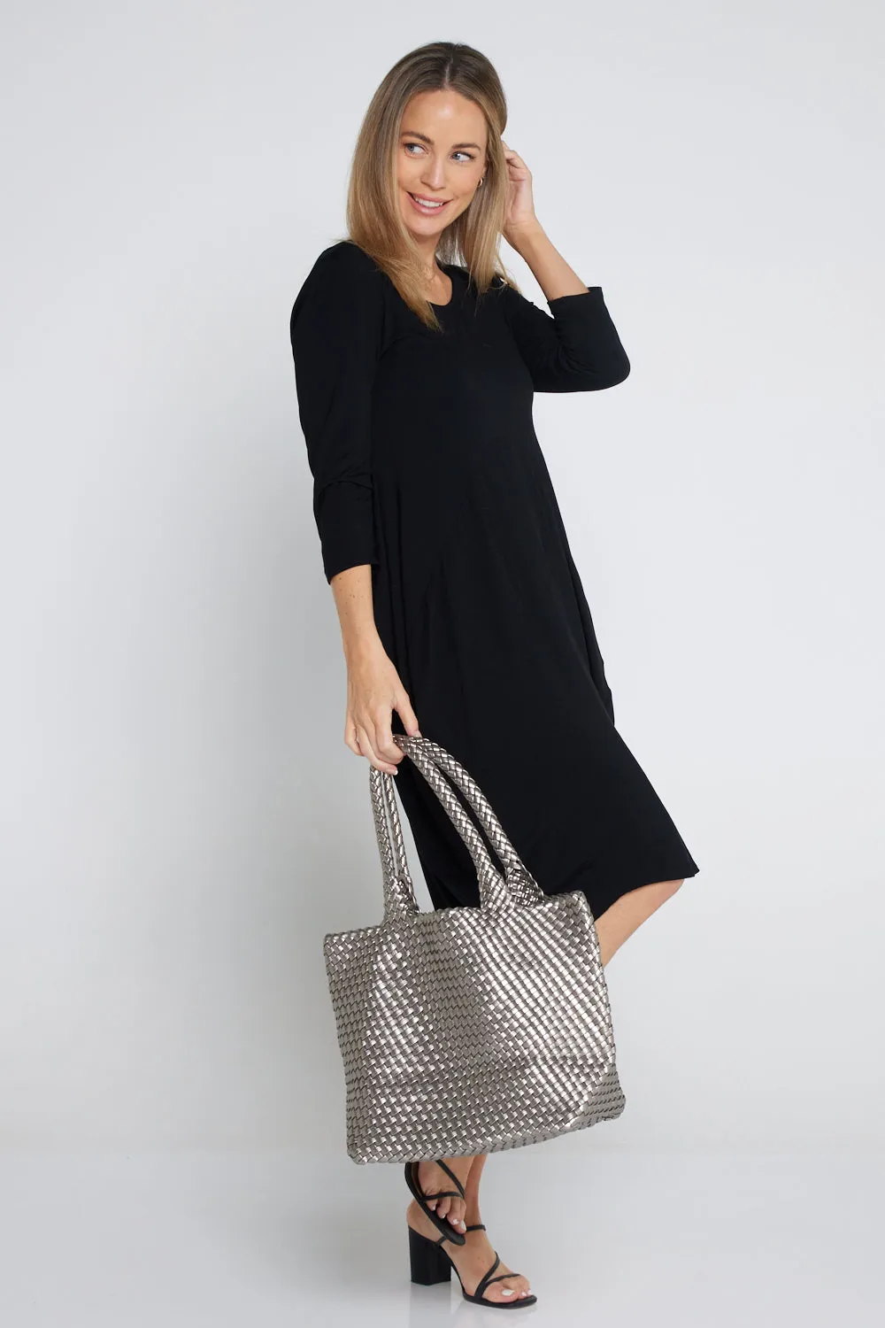 Lois Woven Bag & Clutch  - Silver