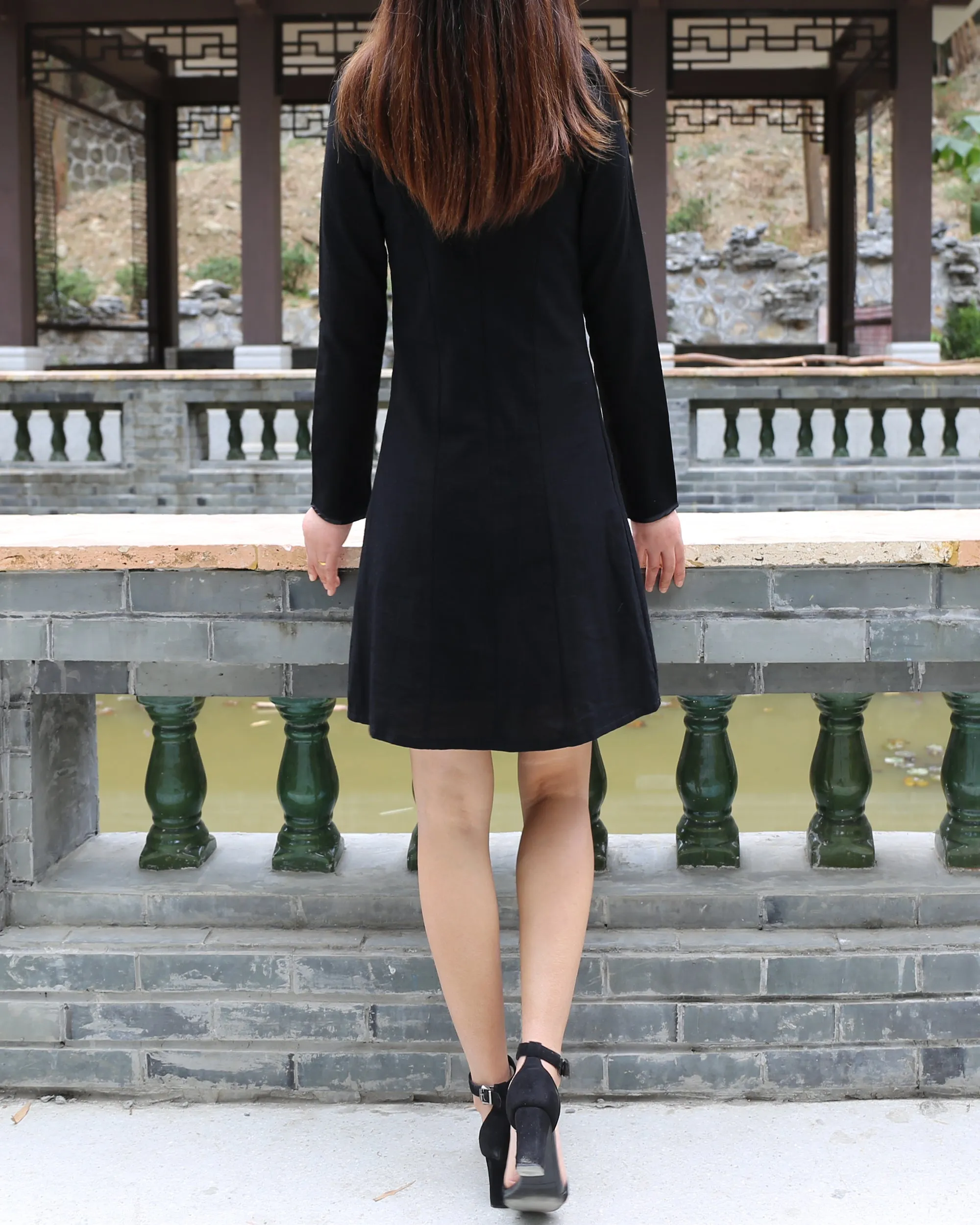 Long sleeve dress, Cheongsam dress, Linen dress, Chinese Vintage dress, Asian style lace dress, Modern Cheongsam, Qipao dress(Q1058L)