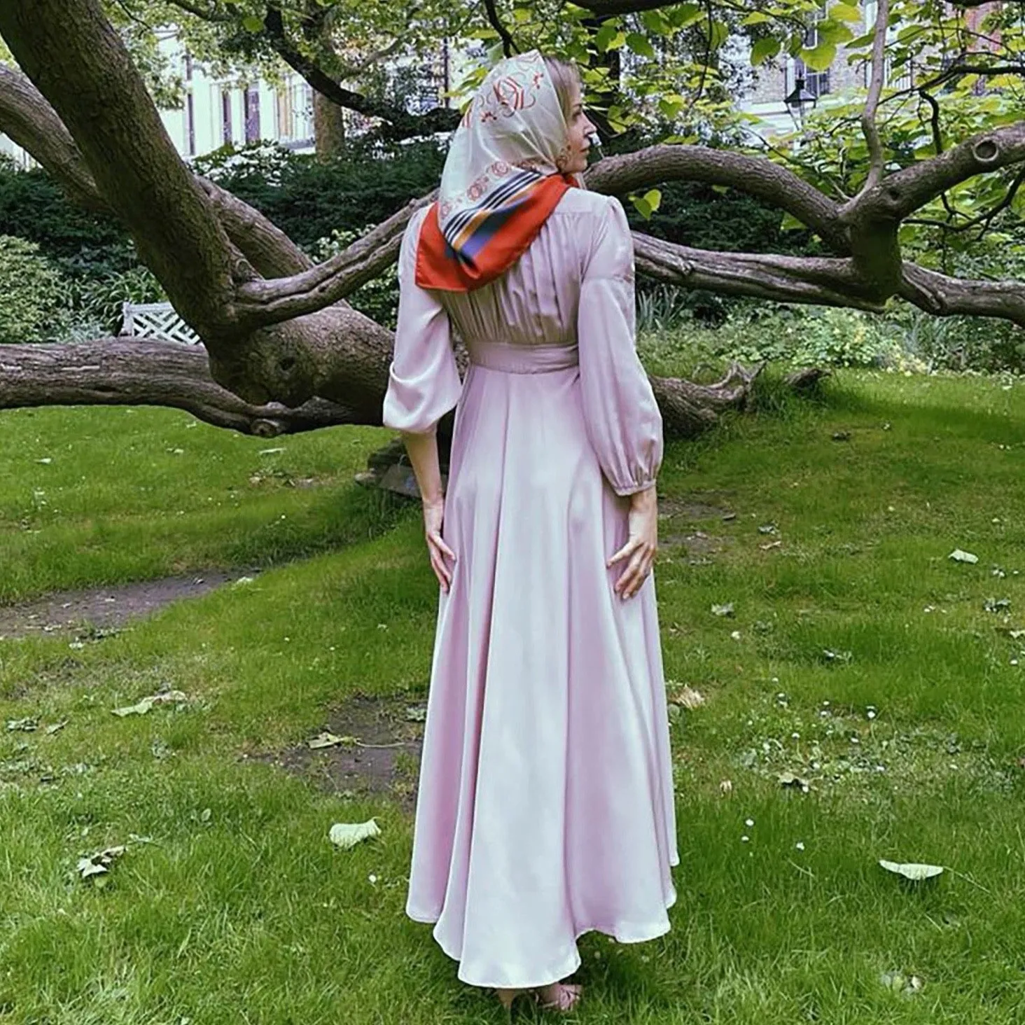 Long Sleeve Silk Dress
