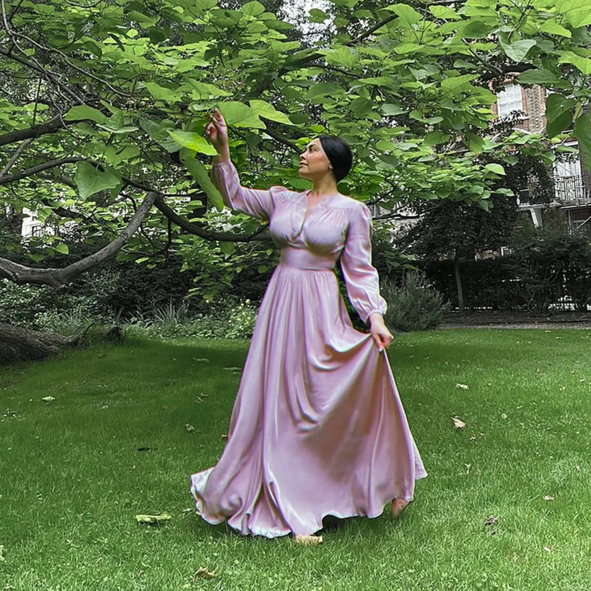 Long Sleeve Silk Dress