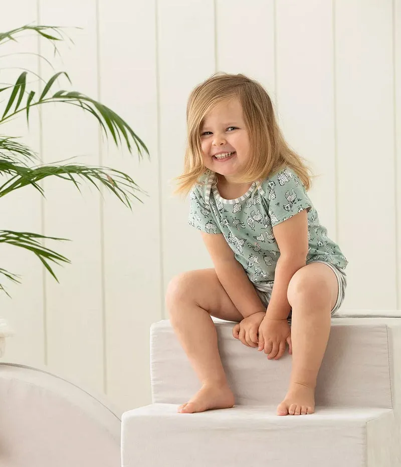 Love To Dream Kids Short Sleeve Cotton Pyjama Set - Chicken Run Olive