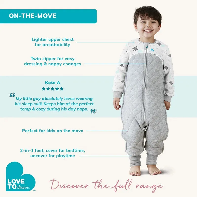Love To Dream Organic Long Sleeve Sleep Suit 1.0 TOG - White Animal