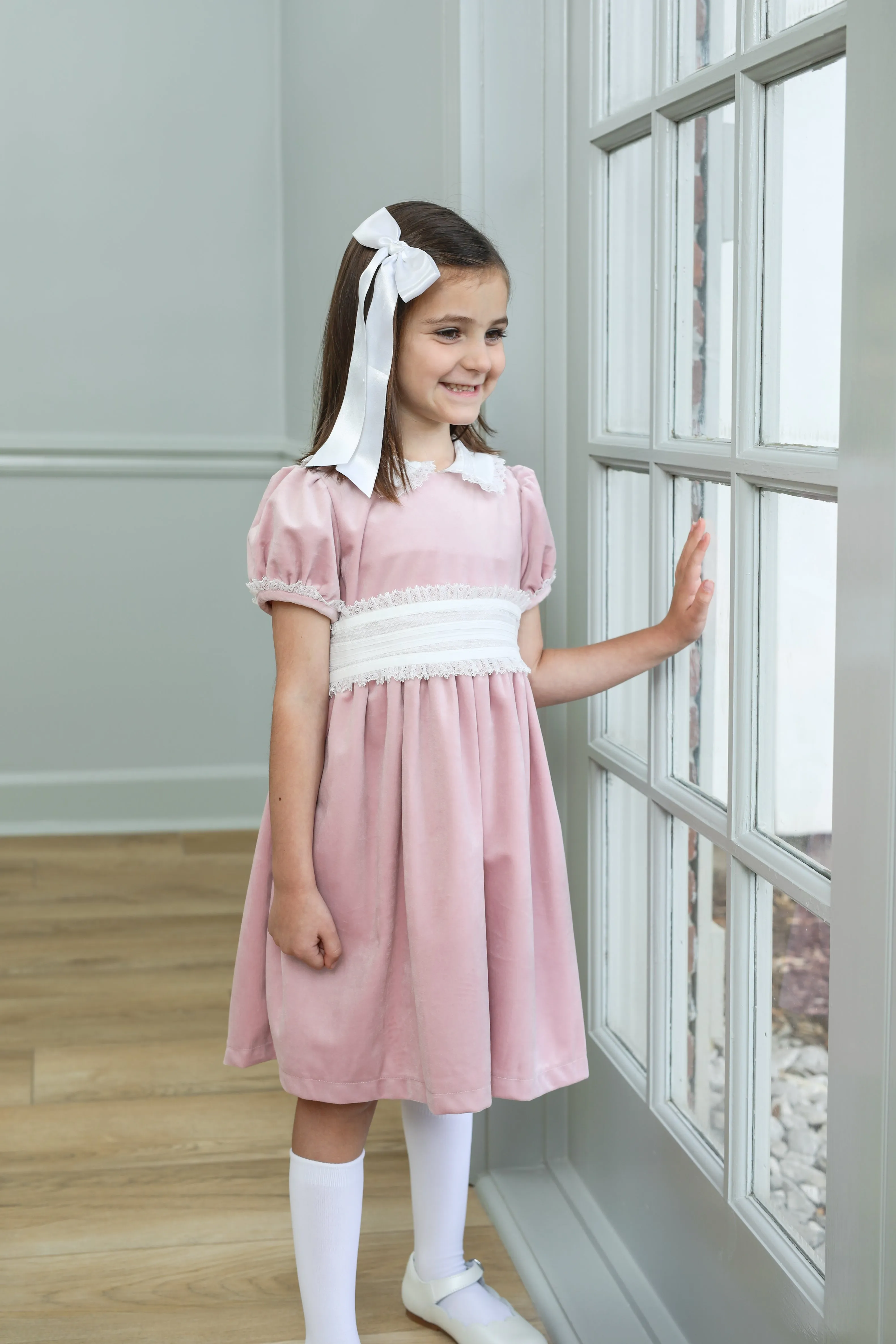 Mauve Velvet Dress W/ Lace
