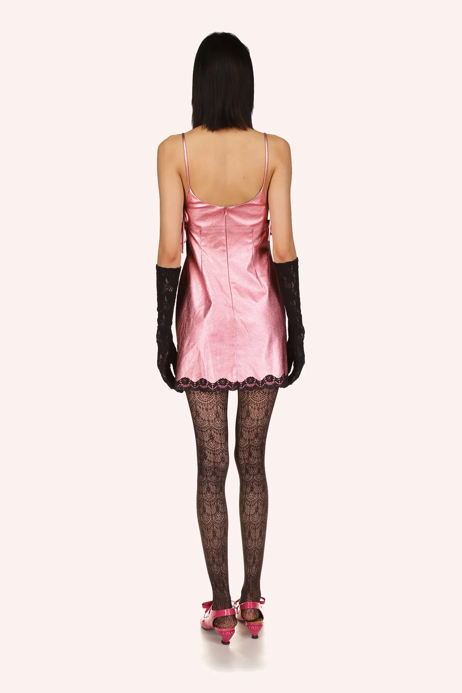 Metallic Faux Leather Mini Dress