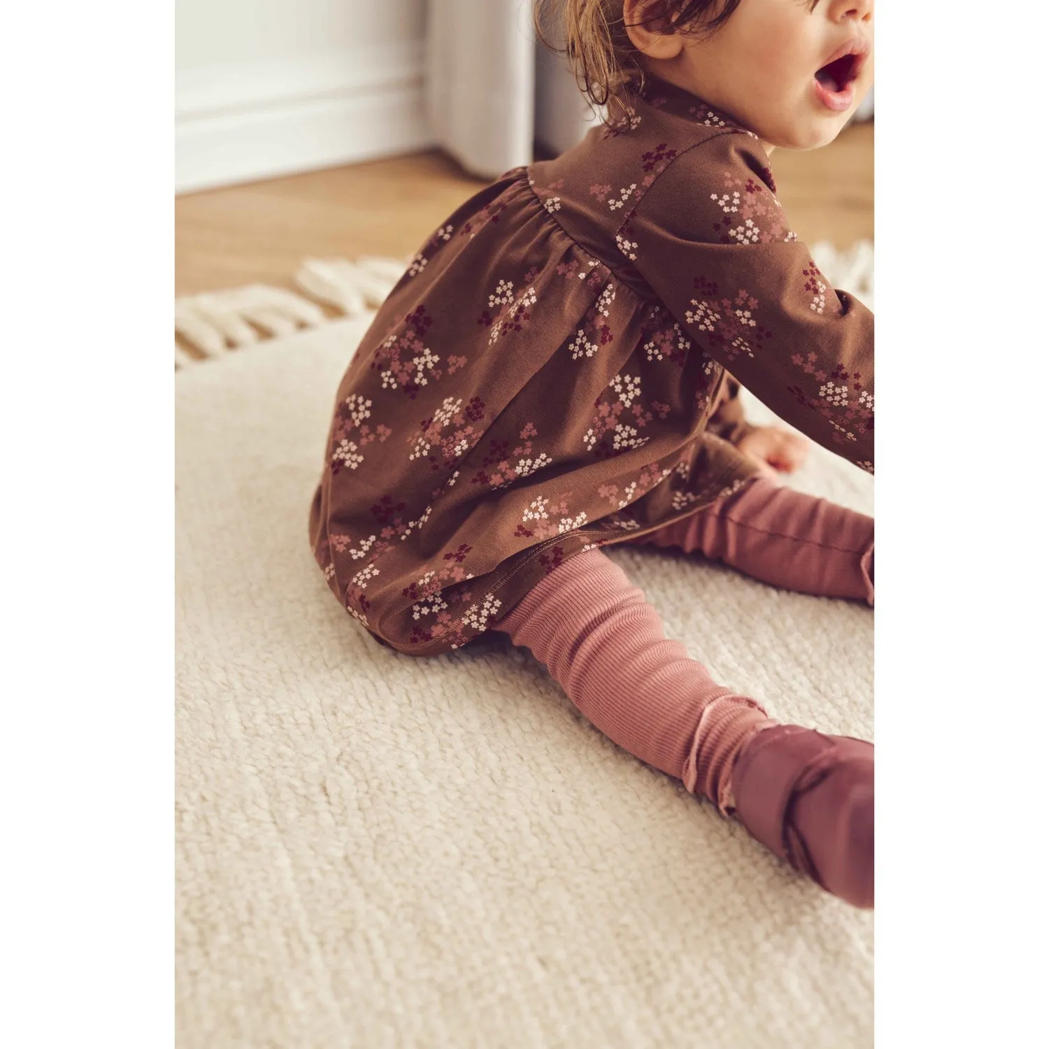 Müsli Bark/ Cabernet/ Nightingale Flora Dress Bodysuit Ls