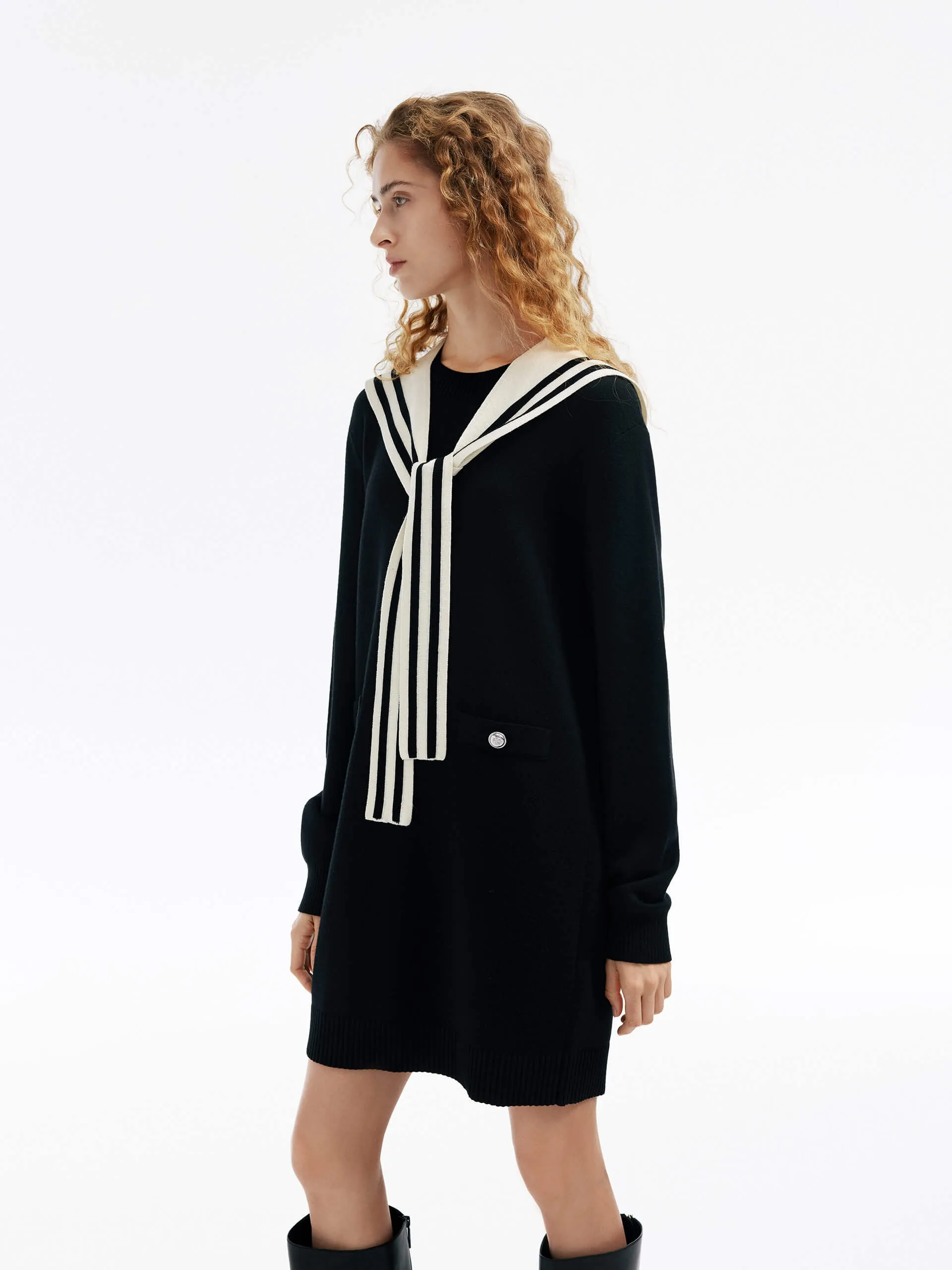 Navy Collar Mini Dress