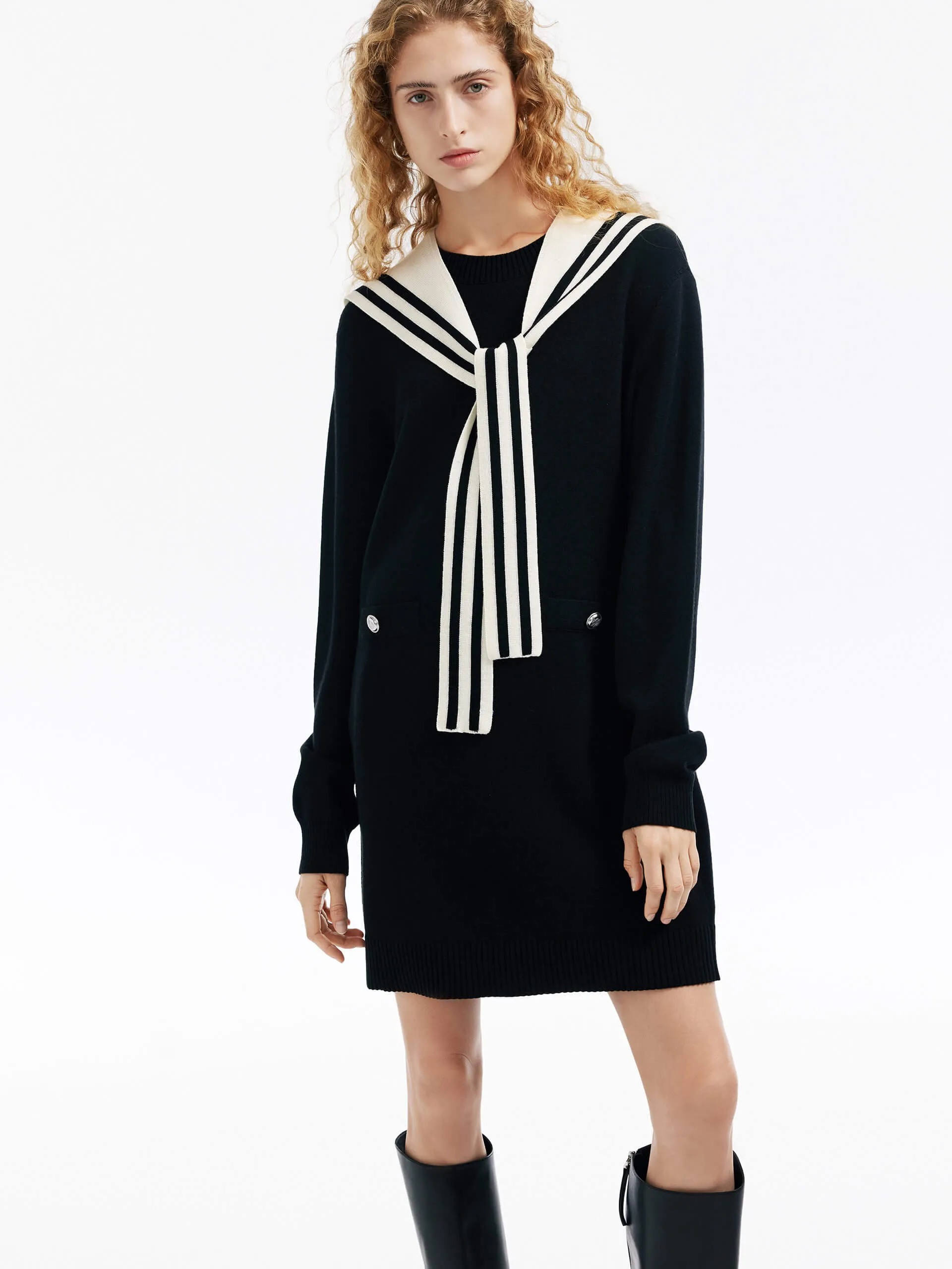 Navy Collar Mini Dress