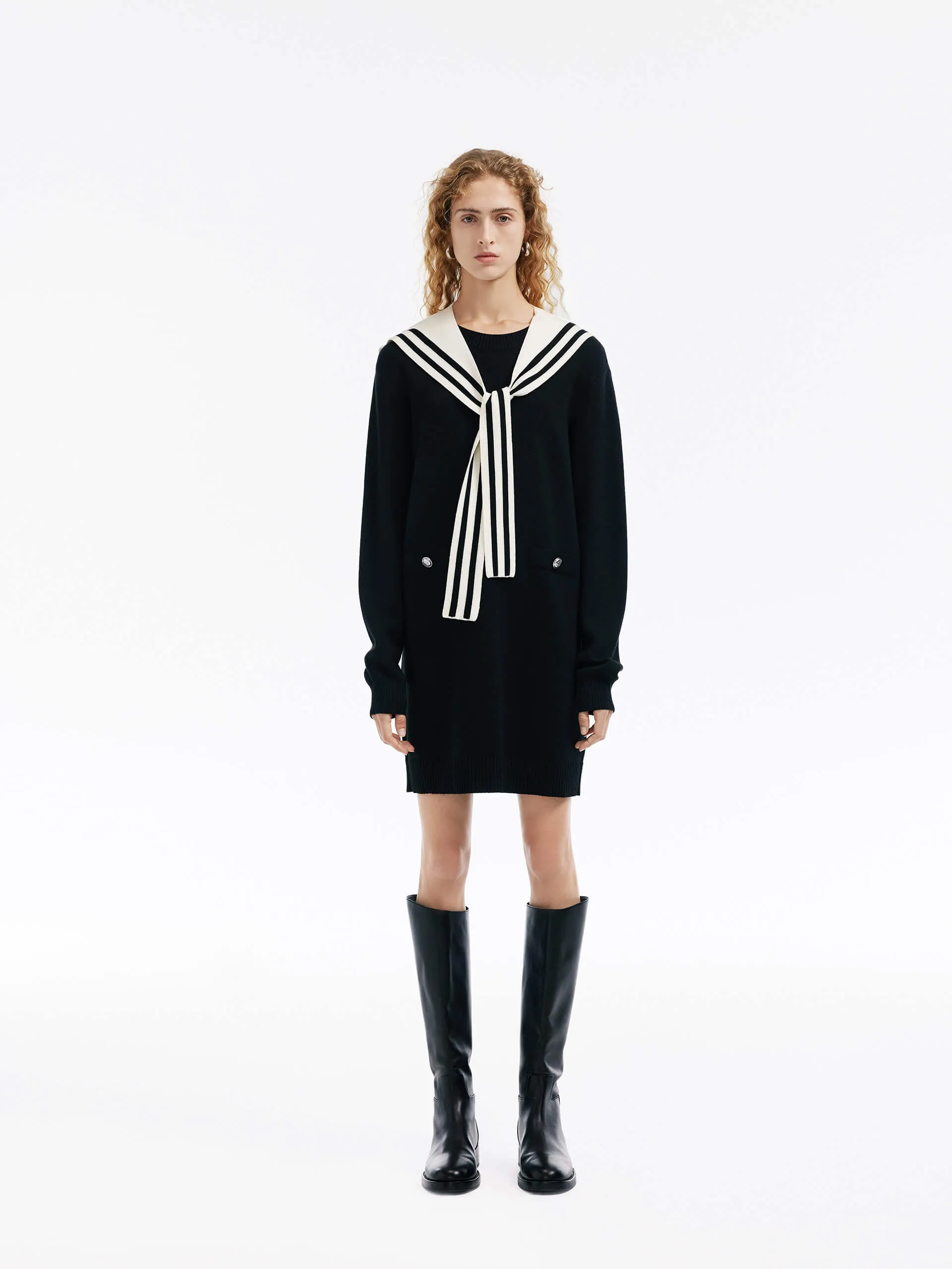 Navy Collar Mini Dress