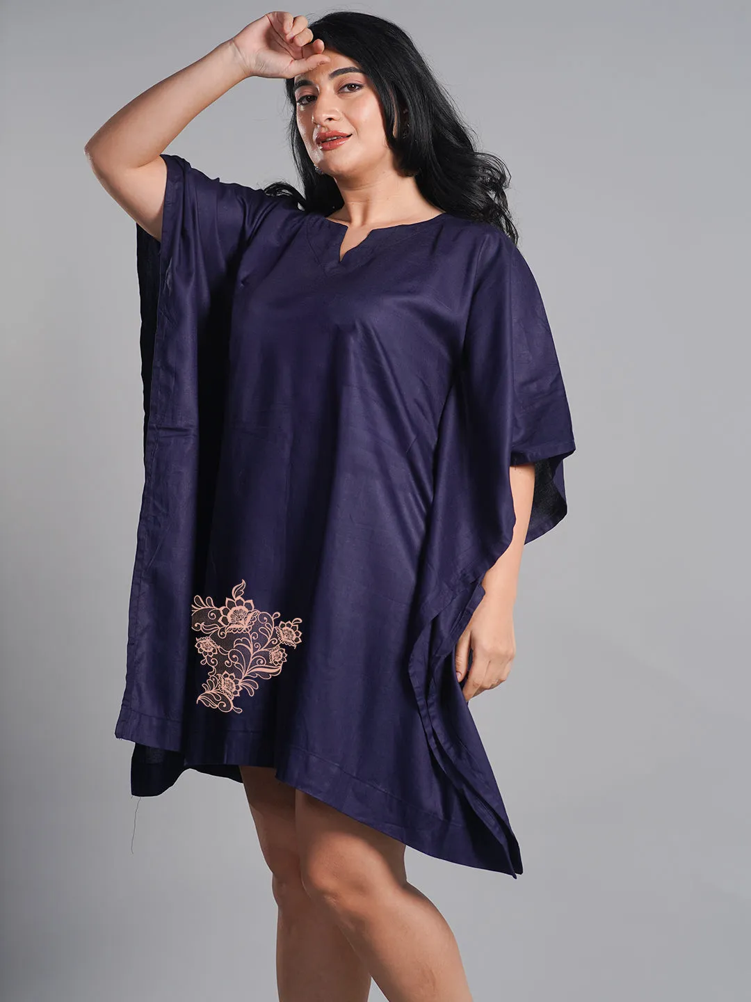 Navy Kaftan Nightdress - NightFlower
