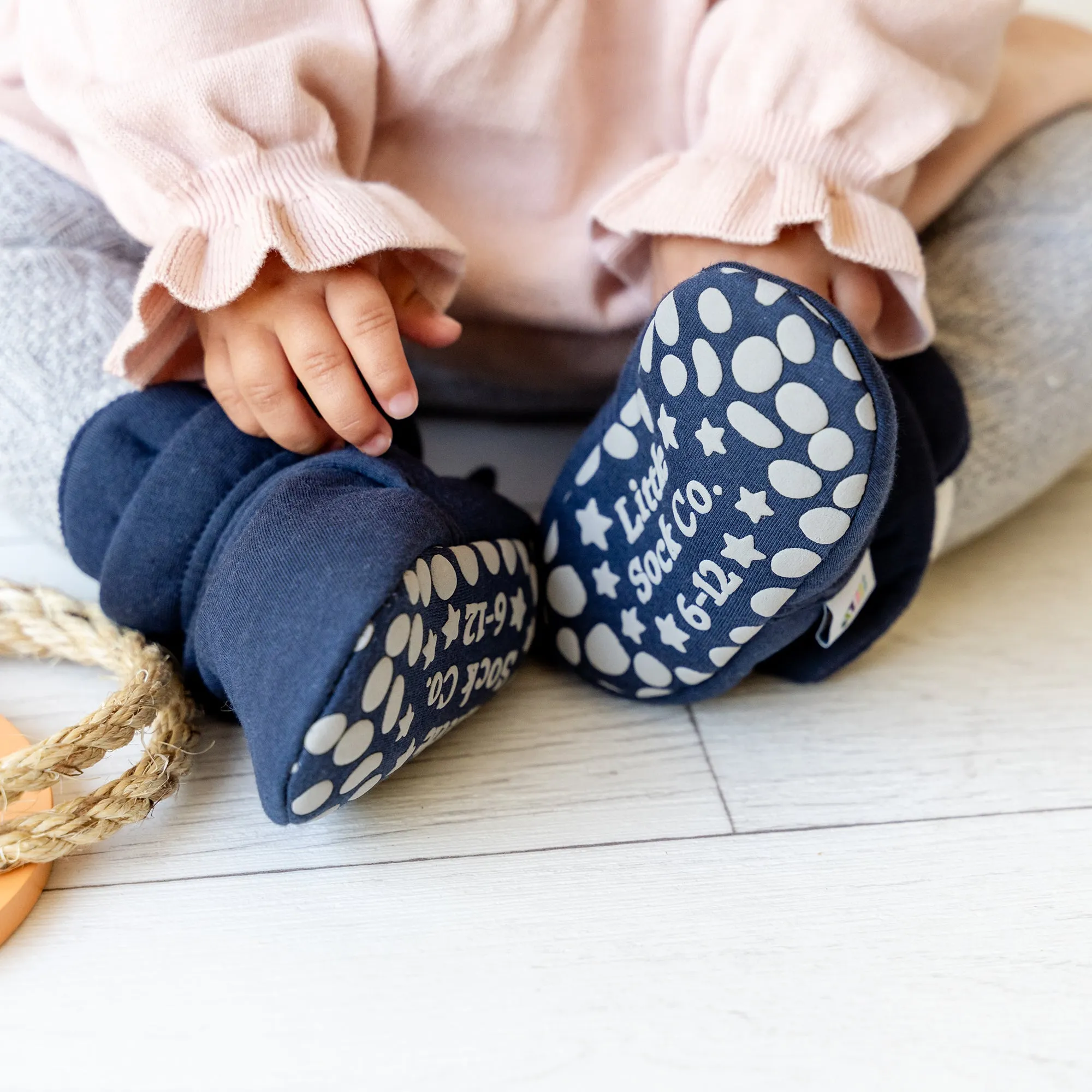 Non-Slip, Stay-on Bootie Bundle   Stay-on Socks   Cable Knit Leggings - Navy