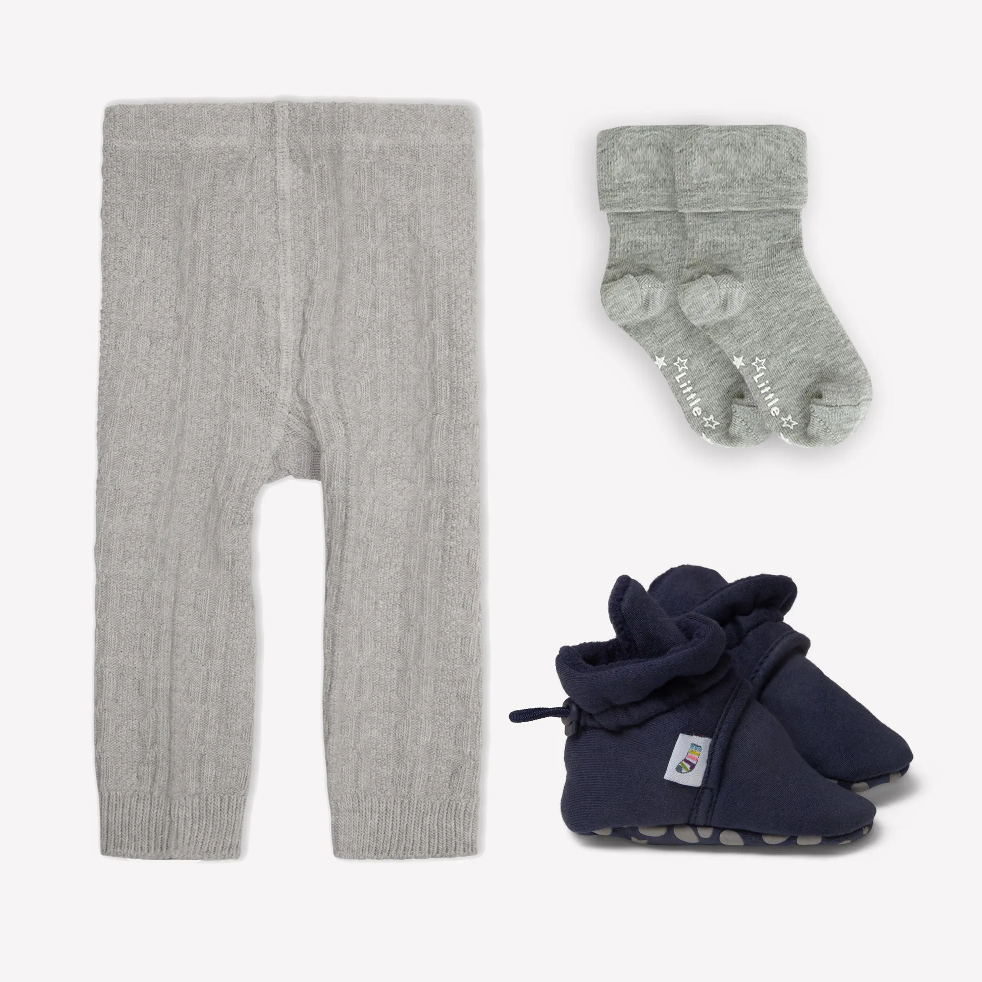 Non-Slip, Stay-on Bootie Bundle   Stay-on Socks   Cable Knit Leggings - Navy