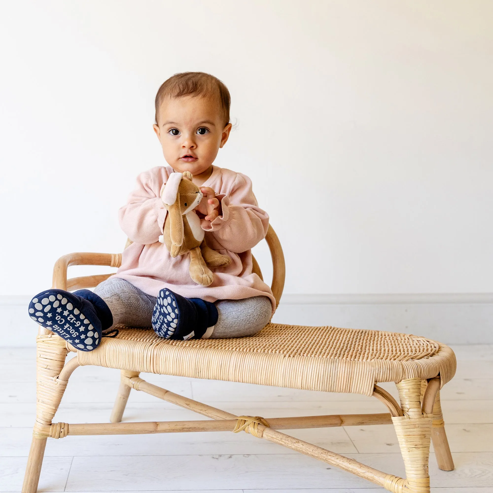 Non-Slip, Stay-on Bootie Bundle   Stay-on Socks   Cable Knit Leggings - Navy